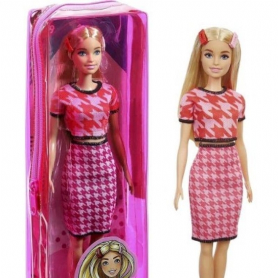Barbie Fashionistas Bionda con Tshirt Rosa e Gonna Rosa FBR37 GRB59  - 1