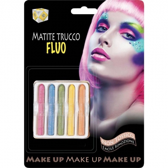 Blister 5 Matite Make UP Trucco Colori Fluo Halloween Horror  - 1