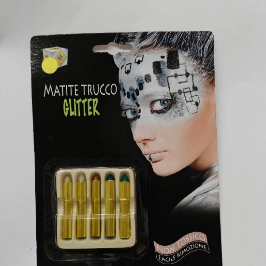 Blister 5 Matite Make UP Trucco Colori Glitterati Halloween Horror  - 1