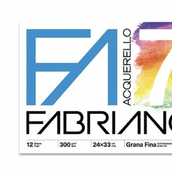 Blocco Album Disegno Fabriano F7 24x33 Ruvido 12 Fogli Grana Fine Acquarello 300gr  - 1