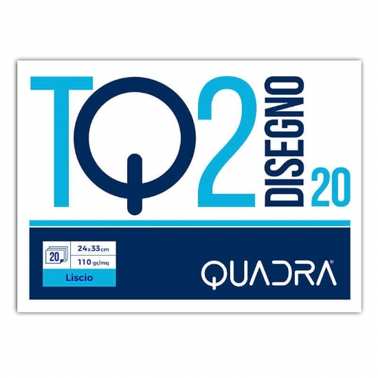 Blocco Album Disegno Quadra TQ2 24x33 Liscio Ruvido Liscio Riquadrato 20 Fogli 110gr  - 1