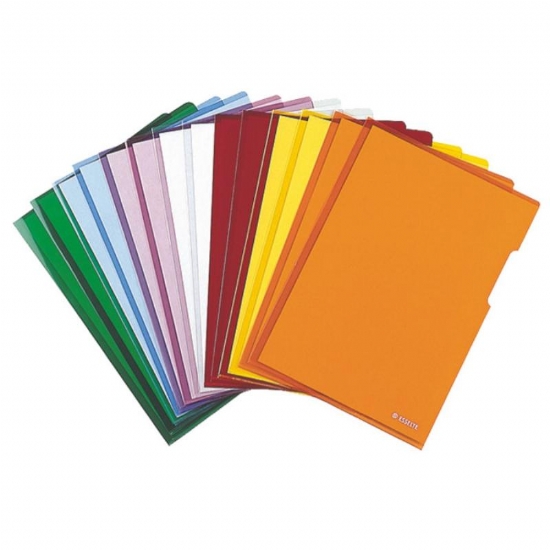 Busta Cartellina Esselte a L Formato A4 PVC Colorata Rigida Lucida Liscia Rosso Verde Blu Giallo - 1