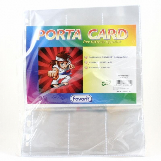 Busta Prottettiva Porta Card 9 Tasche con Foratura Laterale Formato A4 per Figurine Carte 6 5x9 cm Trasparente Liscia PPL 10 pezzi - 1