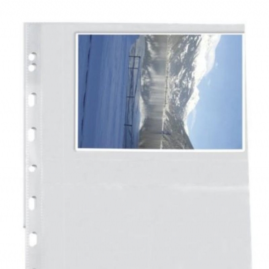 Busta Prottettiva con Foratura Laterale Formato A4 per 8 Foto 13x18 cm Trasparente Liscia PPL - 1