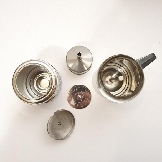 Caffettiera Vintage Italiana Alfa Tracanzan Anni 70  Acciaio Inox Moka Caffe Espresso 12 e 9 Tazze - 2