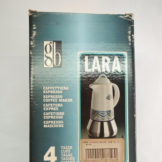 Caffettiera Vintage Modello Lara Galles Porcellana Acciaio Inox Moka Caff� Espresso 4 Tazze - 2