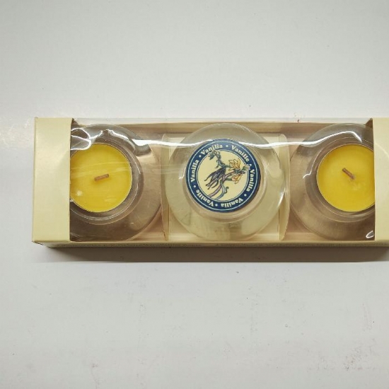 Candele Profumate Decorative Vaniglia Rosa Lavanda Mela set 3 pezzi in contenitori di vetro - 2