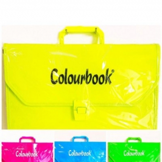 Cartellina con Manico 2 Scomparti Colourbook  Disegno Tecnico PPL Fluo Colori Assortiti 28x39cm - 2