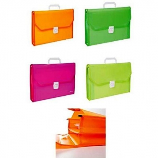 Cartellina con Manico 2 Scomparti NikOffice Portadocumenti  Disegno Tecnico PPL Fluo Colori Assortiti 28x39cm - 2