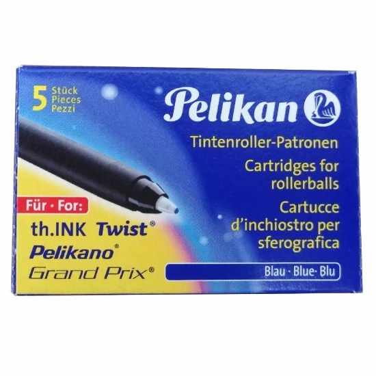 Cartucce Km Pelikan per Penna Sferorafica e Roller Grand Prix Confezione da 5 Pezzi Inchiostro Blu o Rosso - 1