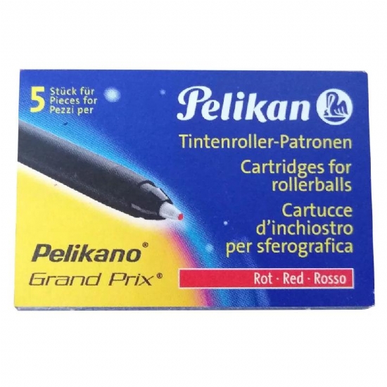 Cartucce Km Pelikan per Penna Sferorafica e Roller Grand Prix Confezione da 5 Pezzi Inchiostro Blu o Rosso - 2