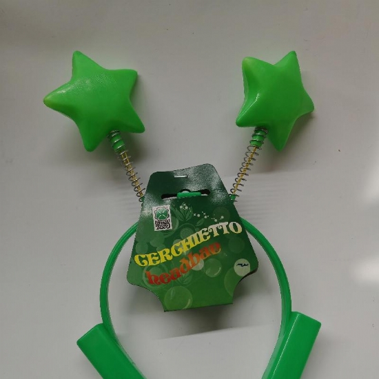 Cerchietto Carnival Toys 6753 Monocolore Verde o Fuxia Luminoso con Stelle Rimbalzanti   - 1