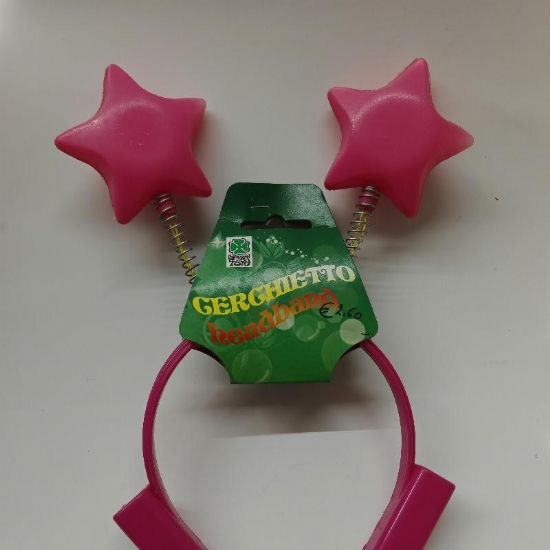Cerchietto Carnival Toys 6753 Monocolore Verde o Fuxia Luminoso con Stelle Rimbalzanti   - 2