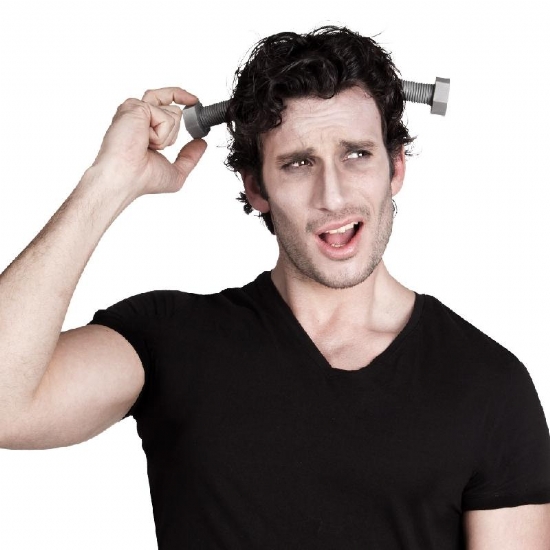 Cerchietto Testa con Bullone Infilzato Vite Halloween Grigio Argento Frankenstein Horror Orrore - 1