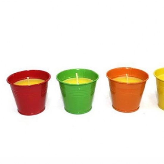 Citronella Candela Art Home in Vasetto Colorato Giallo Verde Azzurro Arancione - 1