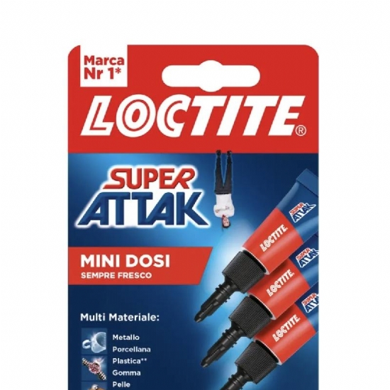 Colla Loctite Super Attak Trasparente Mini Dosi Liquido Confezione 3 Pezzi da 1 gr  - 1
