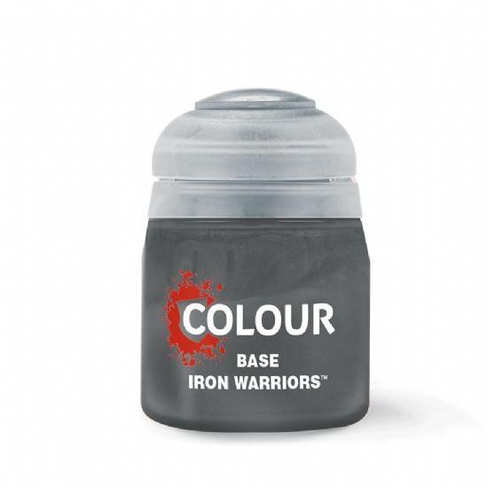 Colore Citadel Base grigio scuro metallo Iron Warriors da 12ml per pittura miniature Warhammer opaco e uniforme - 1