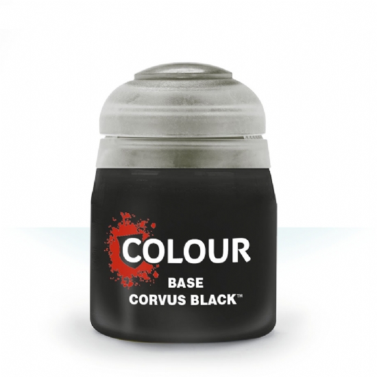 Colore Citadel Base nero scuro Corvus Black da 12ml per pittura miniature Warhammer opaco e uniforme - 1