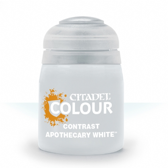 Colore Citadel Contrast bianco grigio Apothecary White da 18ml per pittura veloce semplice miniature Warhammer opaco e uniforme - 1