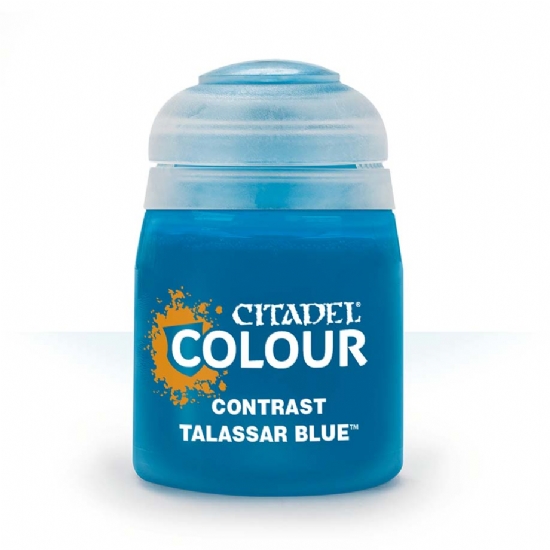Colore Citadel Contrast blu azzurro Talassar Blue da 18ml per pittura veloce semplice miniature Warhammer opaco e uniforme - 1