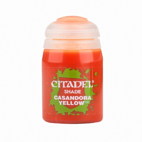 Colore Citadel Shade giallo arancione Casandora Yellow da 18ml per pittura ombre miniature Warhammer opaco e uniforme - 1