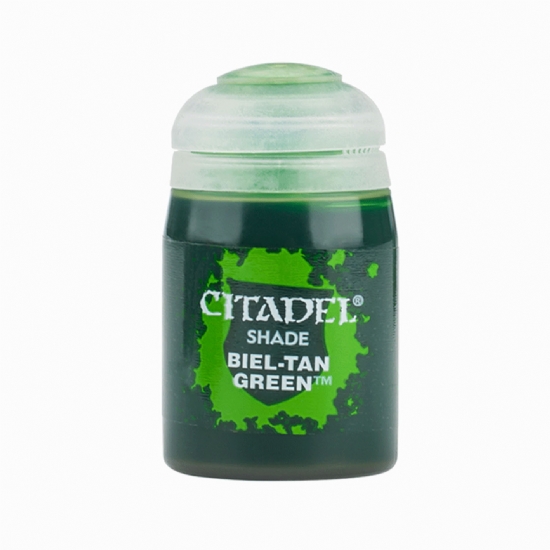 Colore Citadel Shade verde Biel-Tan Green da 18ml per pittura ombre miniature Warhammer opaco e uniforme - 1