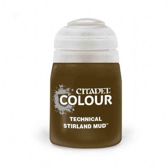Colore Citadel Technical marrone fango terra Stirland Mud da 24ml per pittura basette basi miniature Warhammer opaco e uniforme - 1