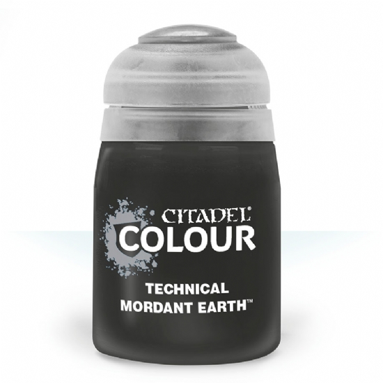 Colore Citadel Technical effetto suolo arido secco nero scuro Mordant Earth da 24ml per pittura basette basi miniature Warhammer opaco e uniforme - 1