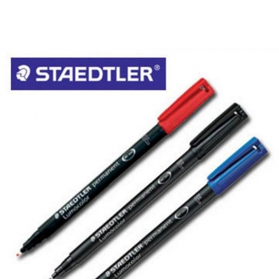 Colore Indelebile Staedtler Lumocolor  Punta Tonda Media e Fina Rosso Nero Blu   - 1