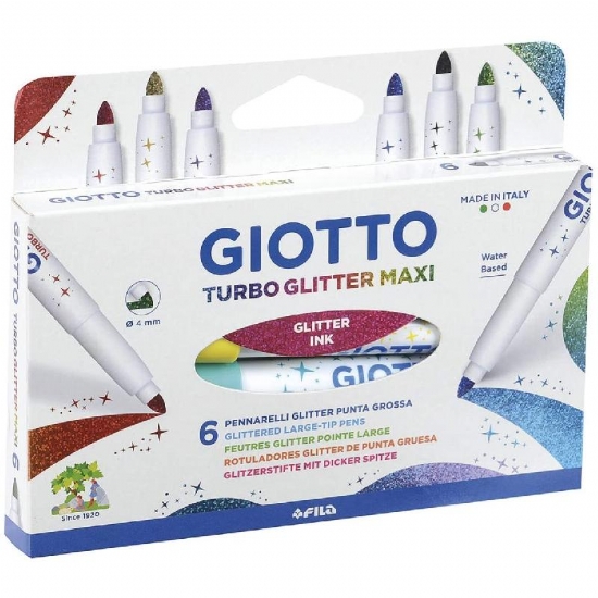 Colori Giotto Pennarelli Turbo Glitter Maxi Punta Grossa 6 pezzi   - 1
