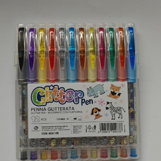 Astuccio Penne Glitterate 12 Pezzi Multicolor 1 0MM - 1