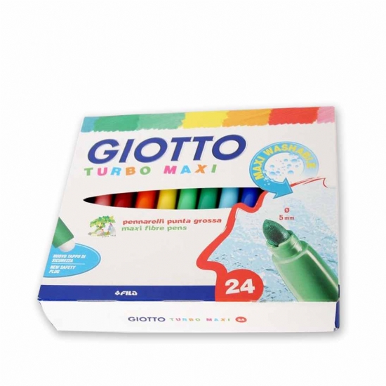 Colori a pennarello TURBO MAXI Giotto - super lavabili Punta Grossa - 24 pezzi - 1