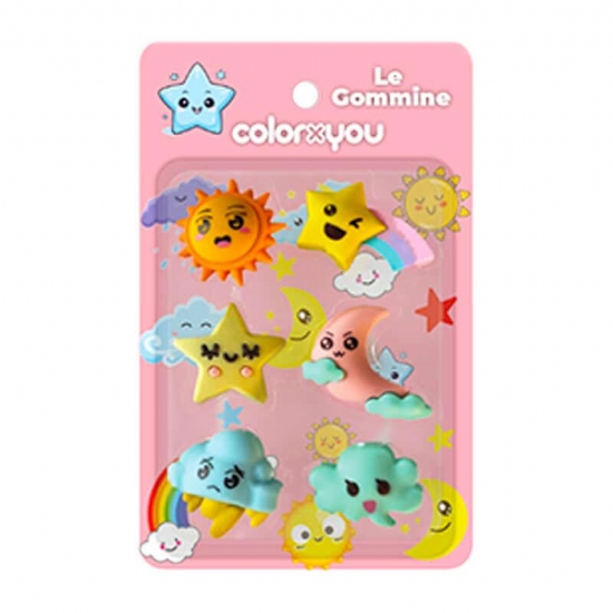 ColorxYou 11004 Le Gommine in Soggetti Assortiti Sole Luna Nuvole Stelle - 1
