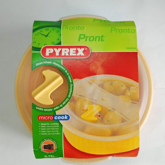 Contenitore Microonde Rontondo in Plastica Micro Cool Pyrex Pronto con Valvola Vapore 18 cm Diametro - 1
