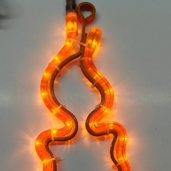Cordone Tubolare Luce Neon Arancione Natale Struttara in Ferro Forma di Candela Vintage da Esterno - 1