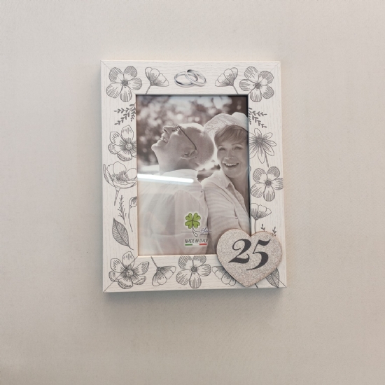 Cornice da tavolo 25 o 50 anniversario matrimonio legno bianco foto 13x18 cm fotografia verticale - 1