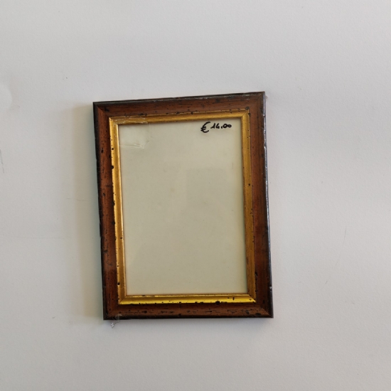Cornice legno artigianale effetto antico marrone oro foto 12x18 cm fotografia - 1