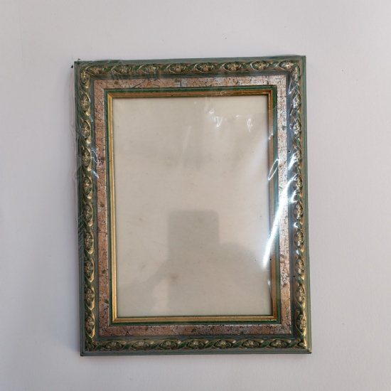 Cornice legno stile barocco verde oro argento foto 12x18 cm fotografia - 1