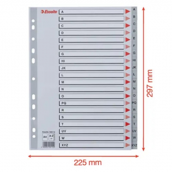 Divisore Esselte100112 Rubrica Alfabetica da A a Z Formato A4 in PP - 2