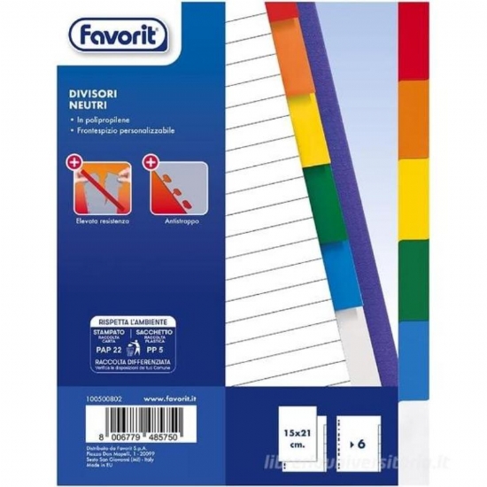 Divisori Colorati Favorit 6320 in PPL 6 tacche Formato A5 - 1