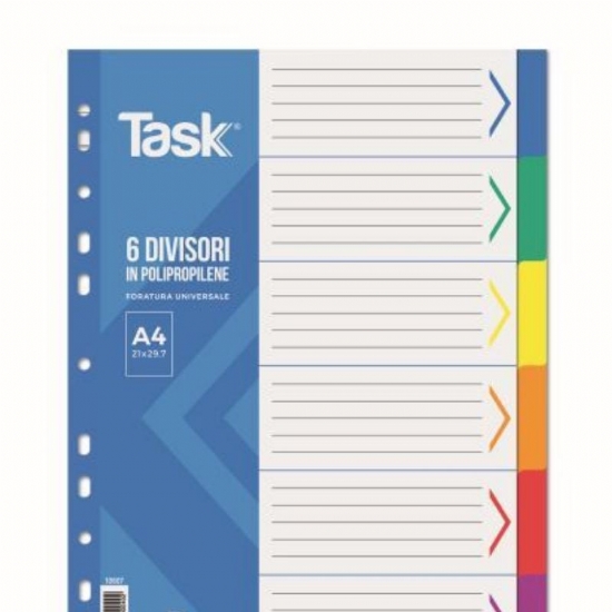 Divisori TopQuality 10607 in PPL con 6 Tasti Neutri Colorati Formato A4 - 1