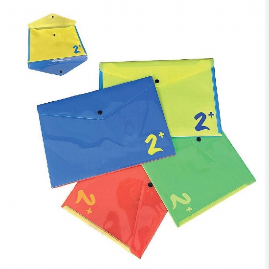 Doppia Busta Con Bottone A4 Portadocumenti Bicolor Colori Assortiti - 2