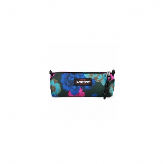 Eastpak  Astuccio Bustina Benchmark Single 3A9 Mystical Dark  Colore sfondo Nero con fiori  Rosa Blu Bianco Marrone Viola Azzurro - 1