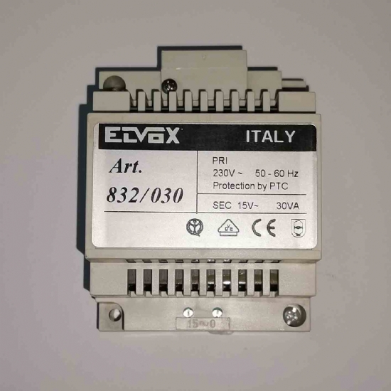 Elvox Art 832/030 Alimentatore per Citofono Videocitorno 220Volts a 15 Vac 30VA - 1