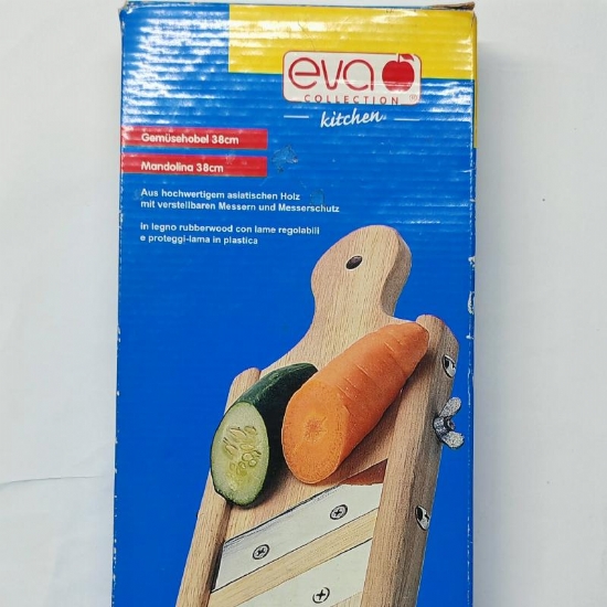 Eva-Collection Mandolina in legno Per Carote Verdure Formaggio lunga 38 cm con lame regolabili grattugia - 1