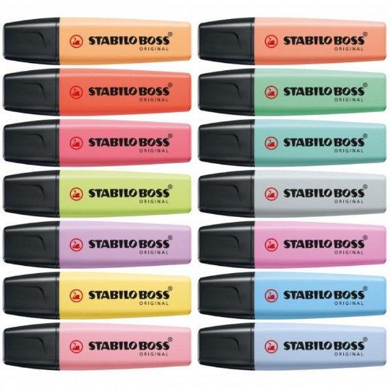 Evidenziatore Stabilo Boss Original  Colori Pastello Assortiti Giallo Azzurro Verde Rosa  - 1