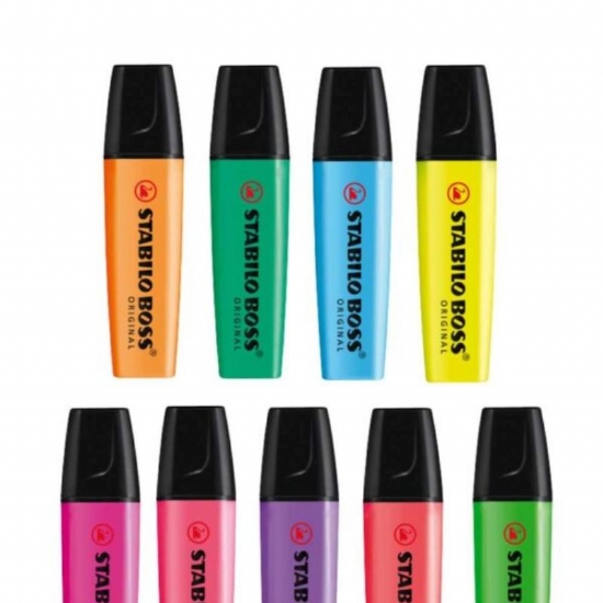 Evidenziatore Stabilo Boss Original  Colori Fluo Assortiti Giallo Azzurro Verde Rosa  - 1