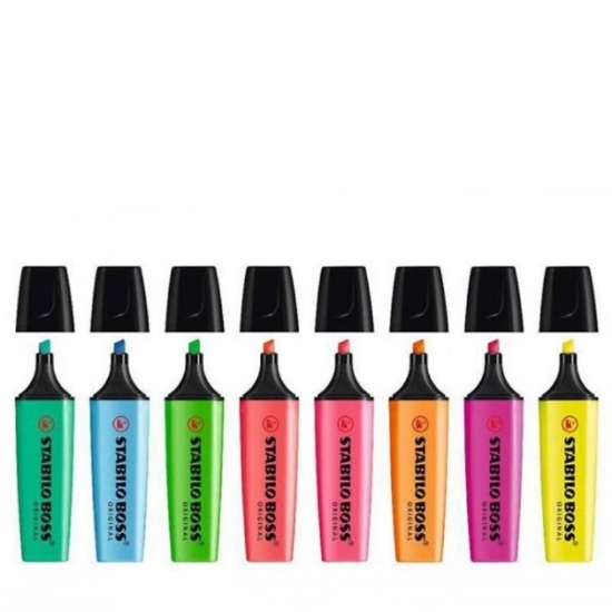Evidenziatore Stabilo Boss Original  Colori Fluo Assortiti Giallo Azzurro Verde Rosa  - 2