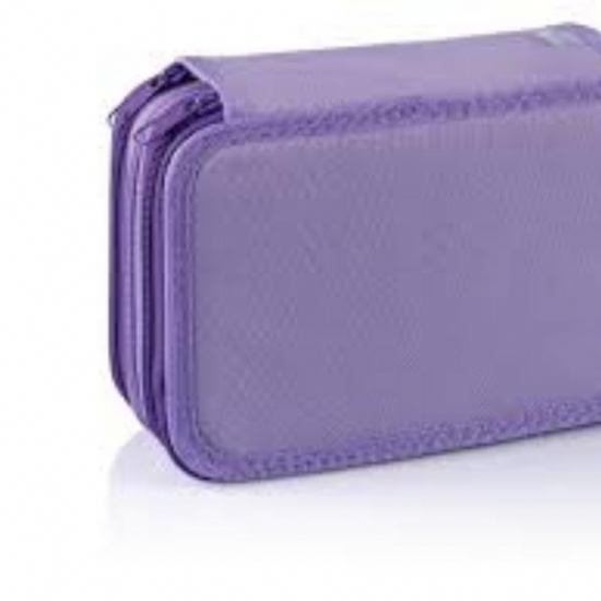 Favorit B box 400184016 Astuccio a 3 Zip in Tessuto Colorato B color Viola Chiaro e Scuro - 1