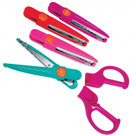 Forbici Lebez Snippy Zig Zag Punta Arrotondata 4 Lame Intercambiabili Colori Assortiti - 1